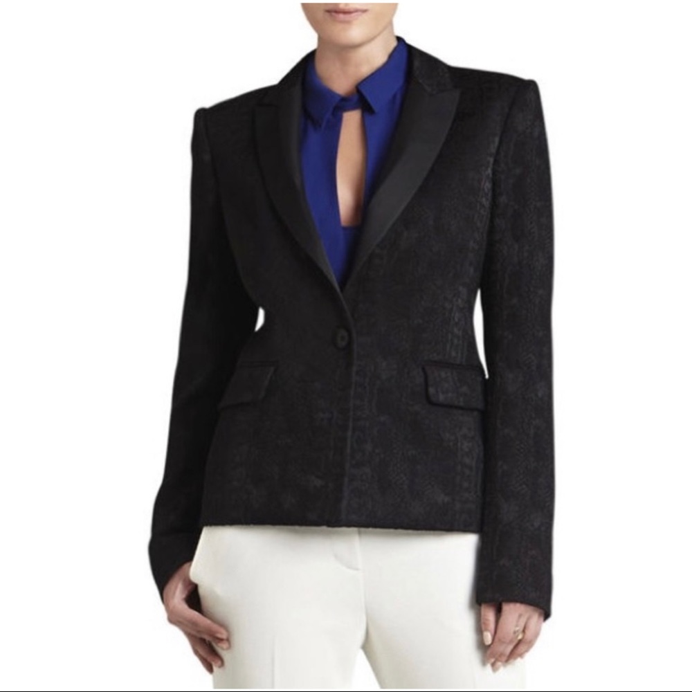 BCBGMaxAzria Black Contrast Lapel Blazer Jacket S